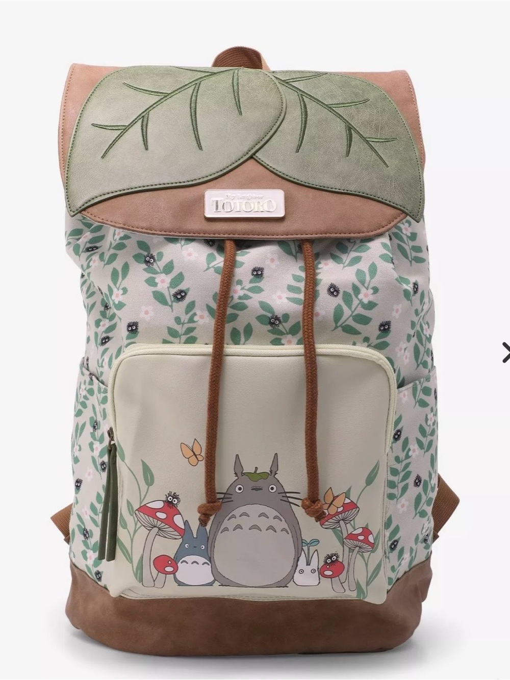 Studio Ghibli My Neighbor Totoro Leaf Slouch Backpack. Hard to Find NWT